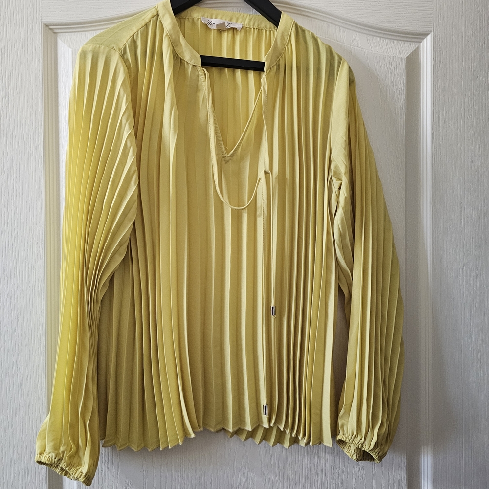Yellow Pleated Women's Top